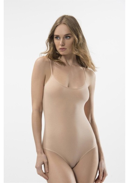 Kadın Ten Ip Askılı Agraflı Body 284