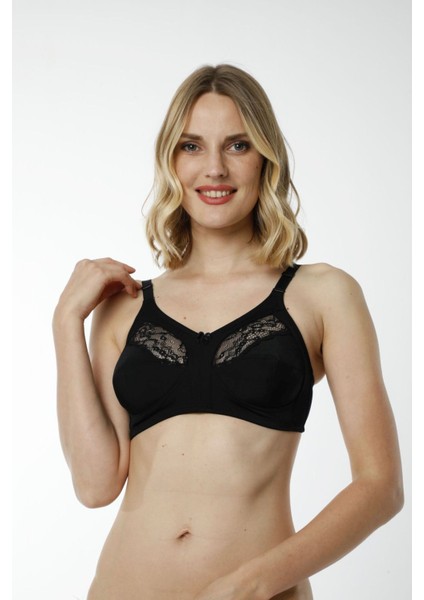 Hmd 6100 Kadın 3'lü %100 Pamuk Siyah Ince Askılı Göğüs Dantel Detaylı Toparlayıcı Sütyen fiyatları