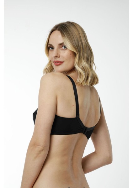 Hmd 6100 Kadın 3'lü %100 Pamuk Siyah Ince Askılı Göğüs Dantel Detaylı Toparlayıcı Sütyen modelleri