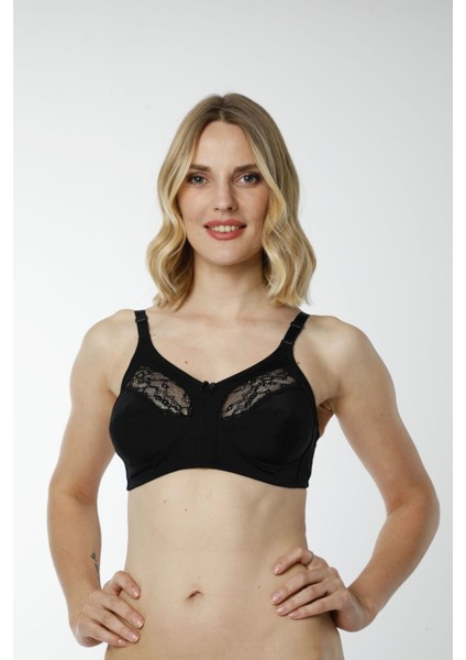 Hmd 6100 Kadın 3'lü %100 Pamuk Siyah Ince Askılı Göğüs Dantel Detaylı Toparlayıcı Sütyen fırsatları
