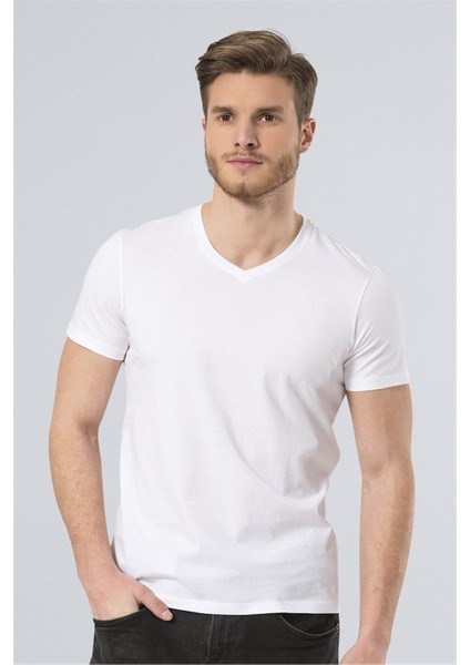 Newyork Erkek V Yaka Basic T-Shirt