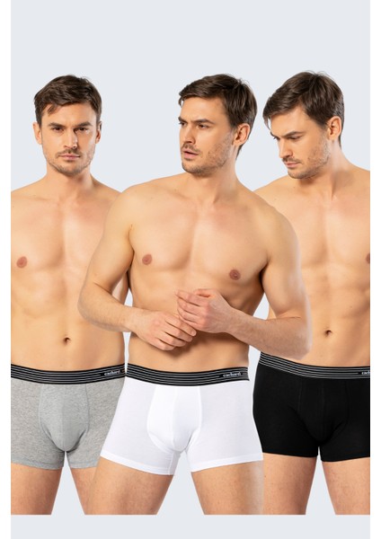 1320 Beyaz Siyah Gri Erkek 3'lü Boxer fiyatları