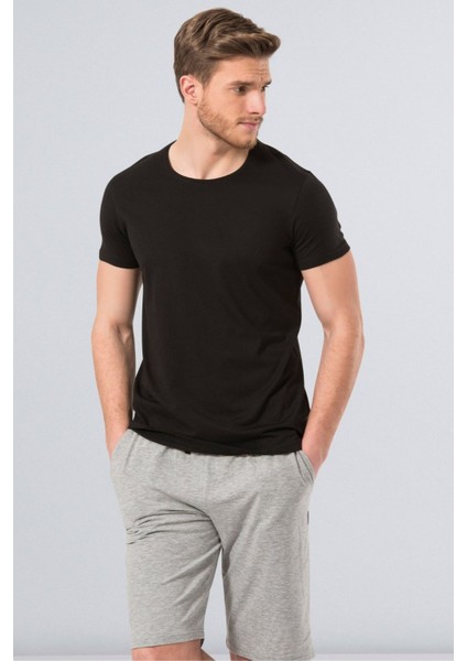 2169 Siyah Erkek Modal O Yaka Slim Fit T-Shirt