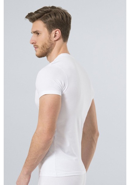 164 Beyaz Erkek Likralı T-Shirt