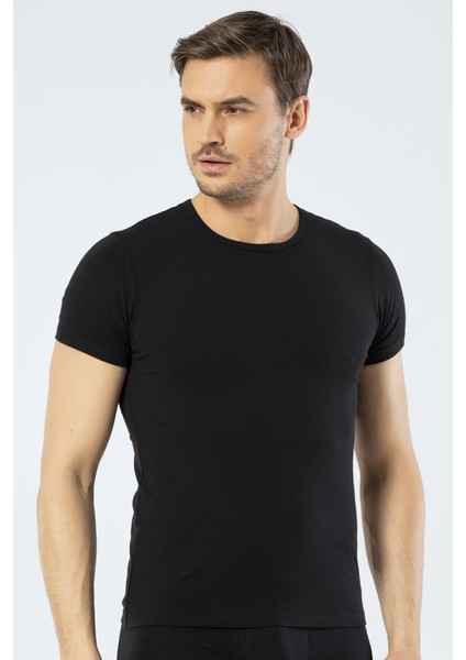 1305 Siyah Erkek O Yaka Kısa Kollu T-Shirt fiyatları