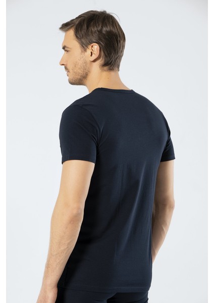 1306 Lacivert Erkek V Yaka Kısa Kollu T-Shirt modelleri