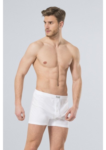 186 Beyaz 2'li Erkek Düğmeli Boxer modelleri