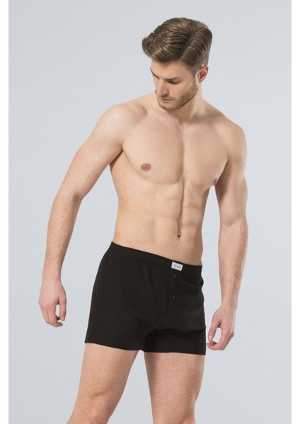 186 Siyah 2'li Erkek Düğmeli Boxer