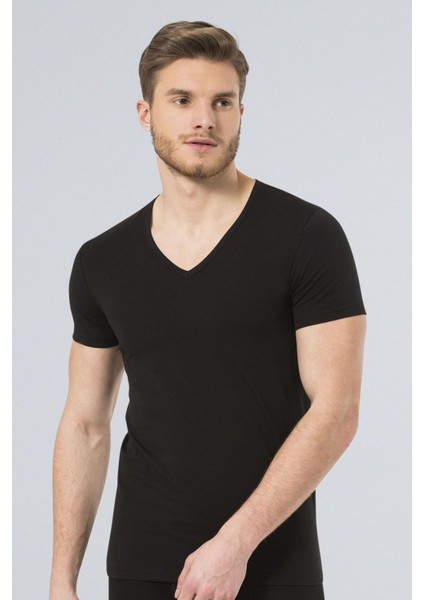 172 Siyah Erkek Likralı T-Shirt