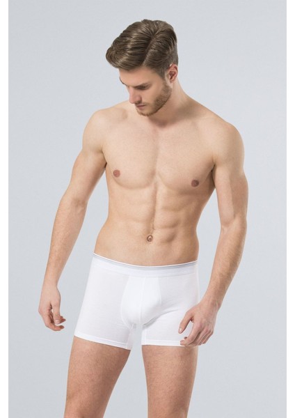 126 Beyaz 2'li Erkek Likralı Boxer