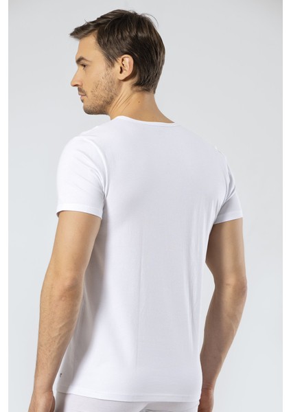 1305 Beyaz Erkek O Yaka Kısa Kollu T-Shirt fırsatları