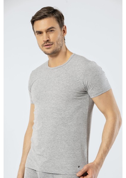 1305 Gri Melanj Erkek O Yaka Kısa Kollu T-Shirt fiyatları