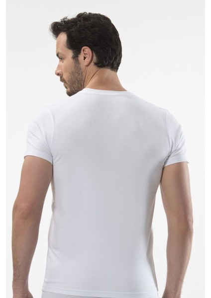 1307 Beyaz Erkek O Yaka Kısa Kollu T-Shirt fiyatları