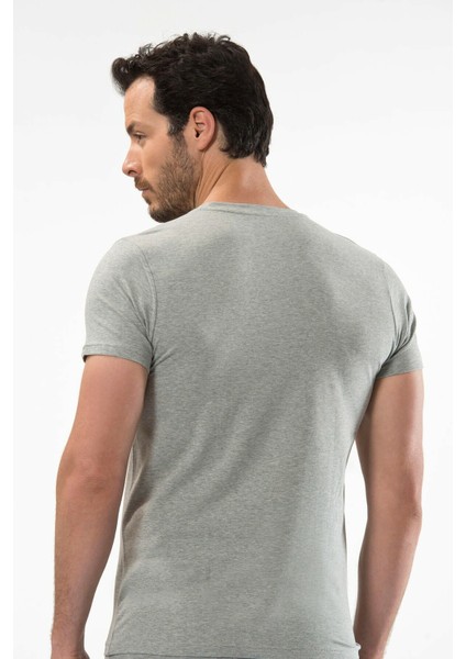 1307 Gri Melanj Erkek O Yaka Kısa Kollu T-Shirt fiyatları