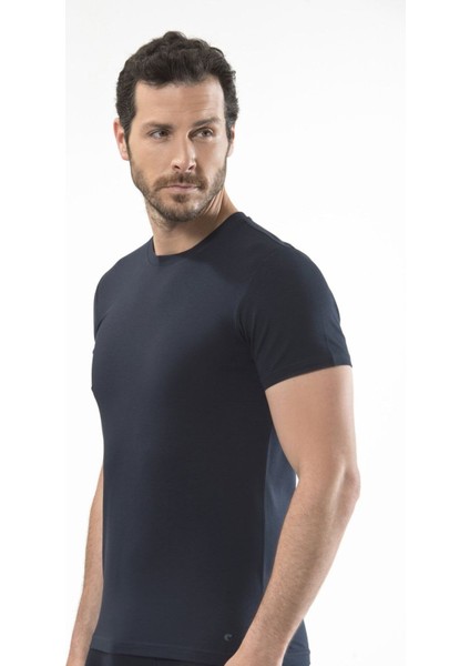 1307 Lacivert Erkek O Yaka Kısa Kollu T-Shirt