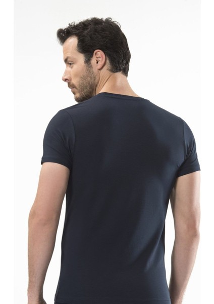 1307 Lacivert Erkek O Yaka Kısa Kollu T-Shirt modelleri