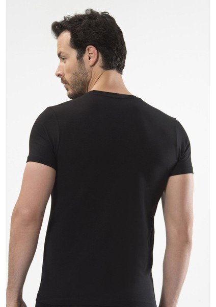 1307 Siyah Erkek O Yaka Kısa Kollu T-Shirt fiyatları
