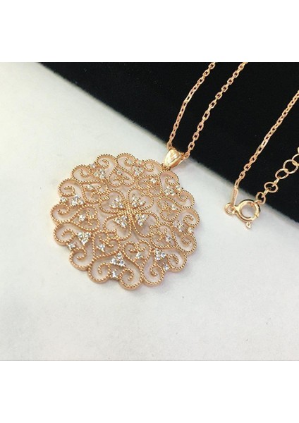 Gümüş Rose Yaşam Çiçeği Kolyesi fiyatları