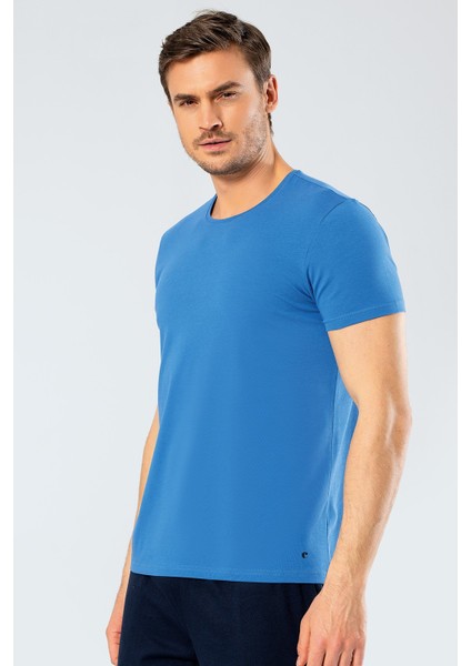 1331 Saks Erkek O Yaka Likralı Kısa Kollu T-Shirt