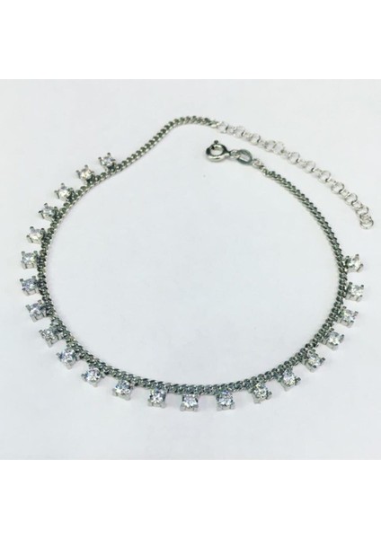 Gümüş Sıralı Zirkon Taşlı Halhal