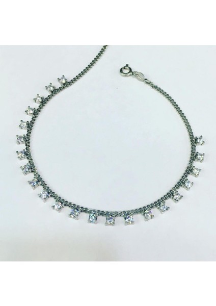 Gümüş Sıralı Zirkon Taşlı Halhal fiyatları