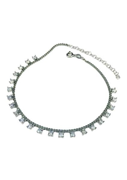 Gümüş Sıralı Zirkon Taşlı Halhal modelleri