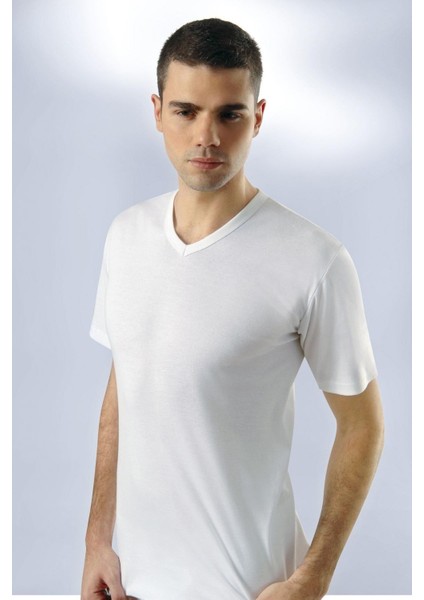 Anıt 1109 Beyaz 3 Adet Ribana V Yaka Kollu Erkek Fanila