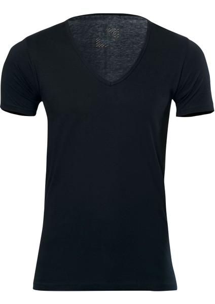 Anıt 1173 Siyah 3 Adet Penye V Yaka Kısa Kol Erkek Fanila