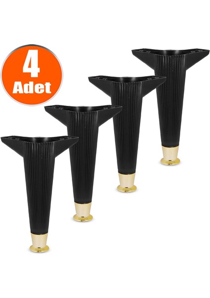 Mobilya Kanepe Koltuk Sehpa Ünite Ayağı 22 Cm Siyah Baza Ayakları 4 Adet