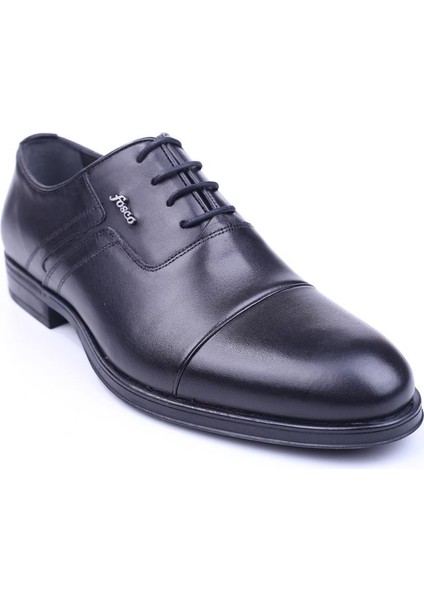 2512 Erkek Siyah Bağcıklı Deri Kauçuk Klasik Ayakkabı