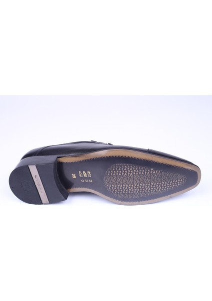 6059 Erkek Siyah Deri Bağcıksız Klasik Ayakkabı indirimleri