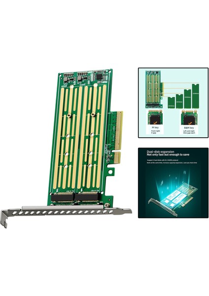 M.2 Ngff Bilgisayar Sata Çift SSD Pcıe X4 X8 X16 Nvme Express Adaptörü Kartı (Yurt Dışından)