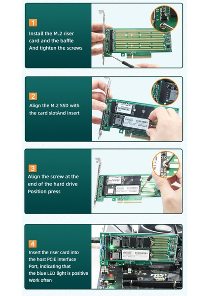 M.2 Ngff Bilgisayar Sata Çift SSD Pcıe X4 X8 X16 Nvme Express Adaptörü Kartı (Yurt Dışından)