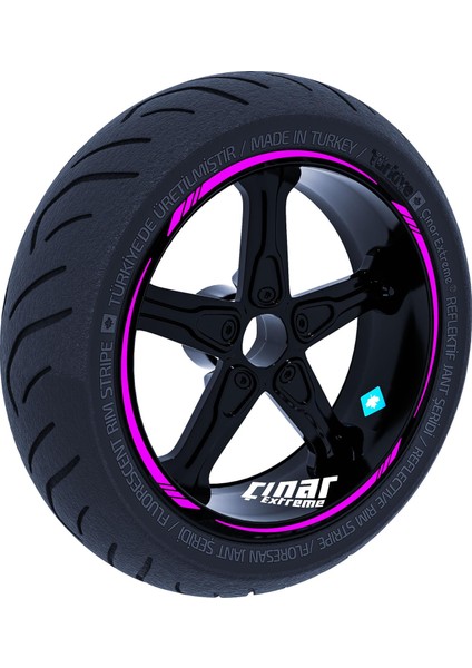 Gül Pembesi 4 Parçalı Keskin Jant Şeridi Sticker Çınar Extreme
