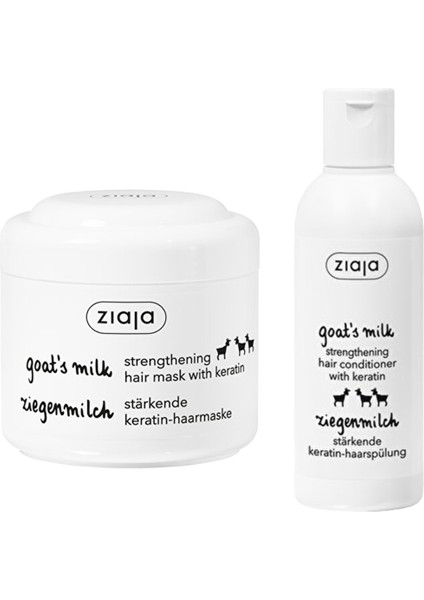 Keçi Sütü Saç Kremi Keratinli 200 ml ve Ziaja Keçi Sütü Saç Maskesi 200 ml