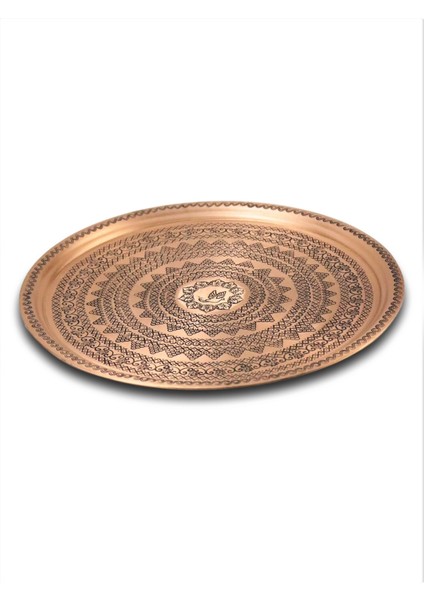 Bakır Tepsi Üzümlü Desenli 28 cm