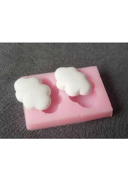 2'Li Mini Minyatür Pano Süsü 2,5cm Bulut Silikon Kalıp K-205, Kokulu Taş Sabun Alçı Mum Kalıbı