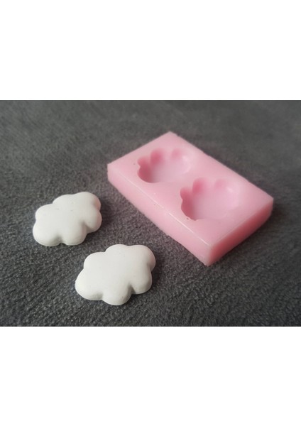 2'Li Mini Minyatür Pano Süsü 2,5cm Bulut Silikon Kalıp K-205, Kokulu Taş Sabun Alçı Mum Kalıbı modelleri