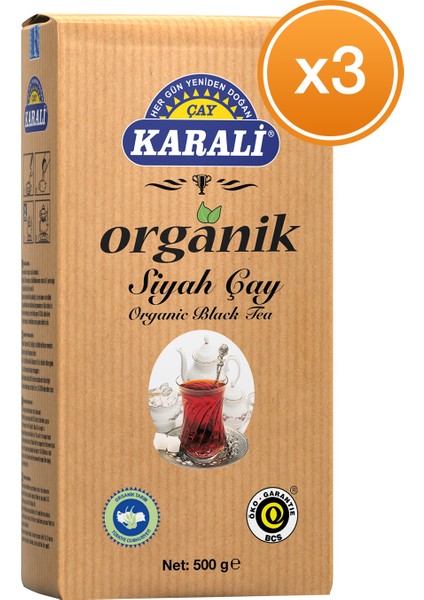 Karali Çay Organik Dökme Siyah Çay 500 gr x 3 Paket