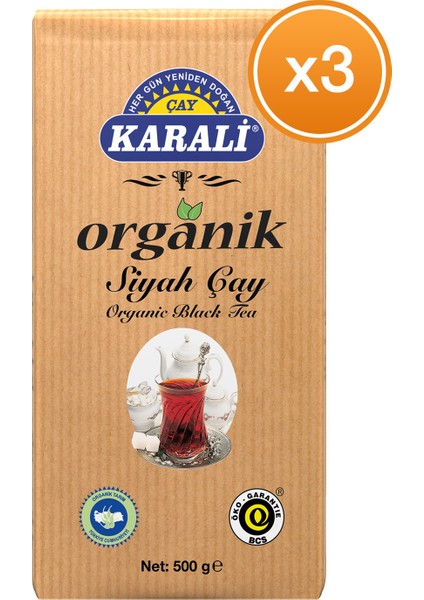 Karali Çay Organik Dökme Siyah Çay 500 gr x 3 Paket