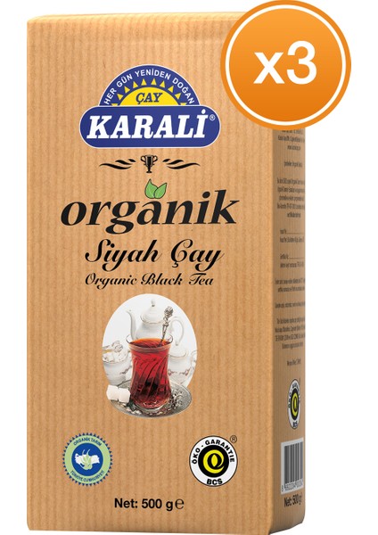 Karali Çay Organik Dökme Siyah Çay 500 gr x 3 Paket