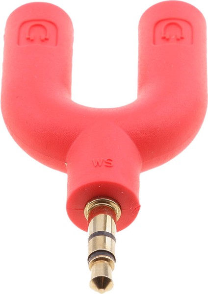 3.5mm Stereo Ses Splitter Kulaklık Kulaklık 2 Yollu Adaptör Anahtarlık Kırmızı (Yurt Dışından)