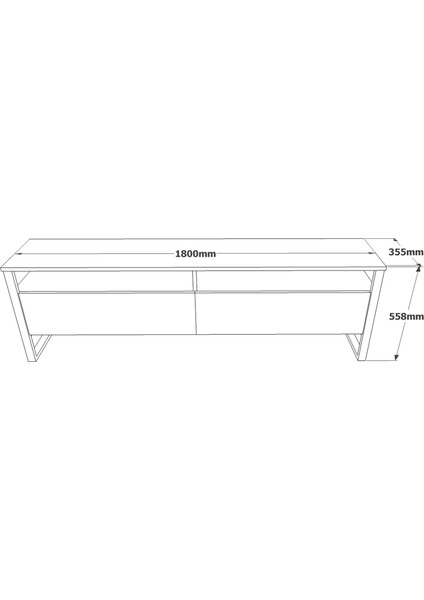 Robin Home Tv Sehpası Televizyon Ünitesi 180 cm Orta Sehpa 2'li Takım Metal Ayaklı