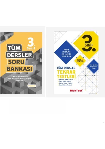 Tudem Yayınları 3. Sınıf Tüm Dersler Soru Bankası+Tüm Dersler Tekrar Testleri