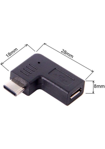 2x 90 Derece Mikro USB Samsung, Huawei, Pc Için C Adaptörü Yazın (Yurt Dışından)