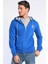 HILGARD Mavi Kapüşonlu ve Fermuarlı Baskılı Standard Fit Erkek Sweatshirt 1