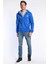 HILGARD Mavi Kapüşonlu ve Fermuarlı Baskılı Standard Fit Erkek Sweatshirt 3