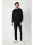 Erkek Siyah Basic Bisiklet Yaka Sweatshirt 2