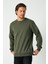 Erkek Haki Basic Bisiklet Yaka Sweatshirt 1