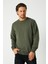 Erkek Haki Basic Bisiklet Yaka Sweatshirt 2